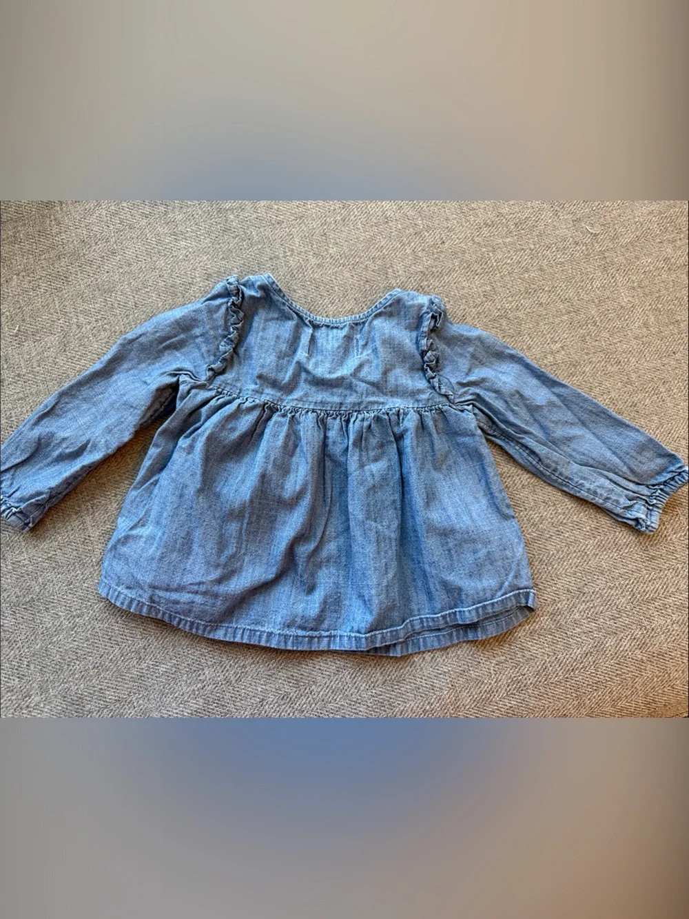 Old Navy Light Blue Denim Girls' Ruffle Trim Top